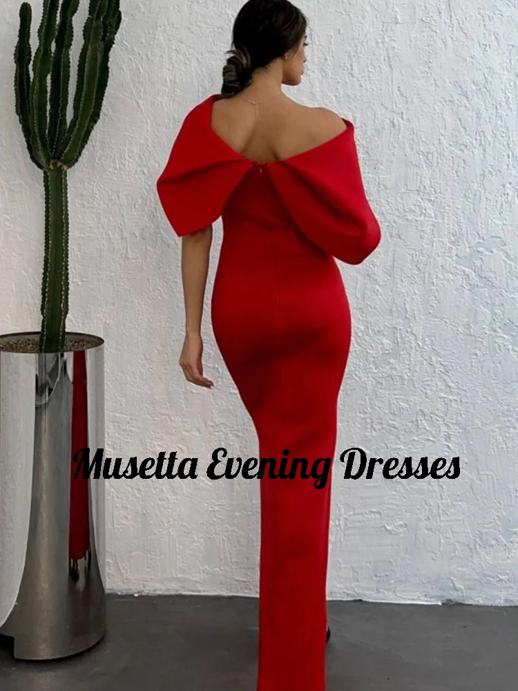 Musetta Fashion Red Evening Gowns Women 2025 Sexy Off The Shoulder Side Slit Prom Dresses Floor Length Robe De Soirée Customized