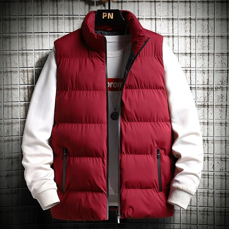 

Thiened Fce Warmth Men's Vest Autumn Winter Stand Collar down Cotton Jaet Youthful Outerwear Casual Loose Fit