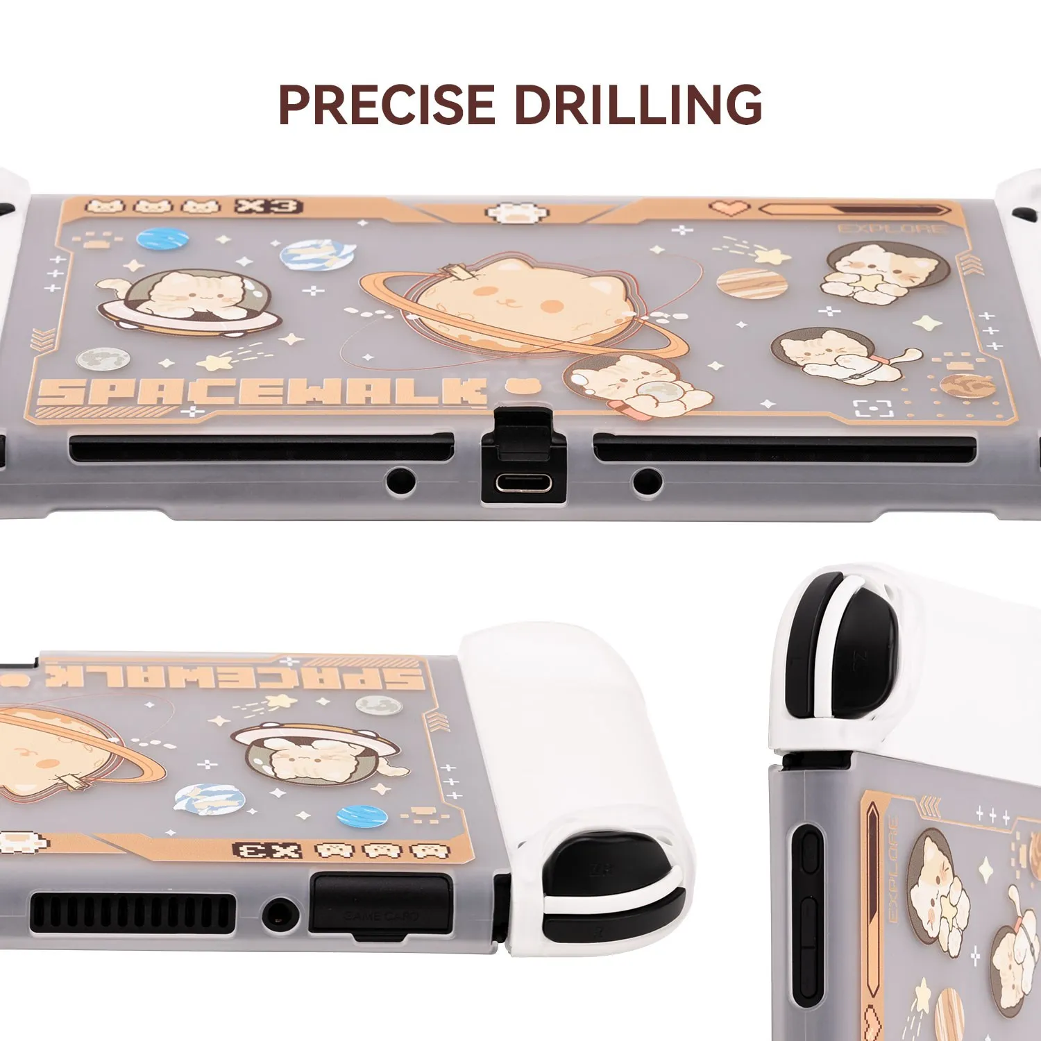 Geekshare para nintendo switch oled caso espaço gato bonito escudo protetor para nintend switch oled game console joy-con capa nova