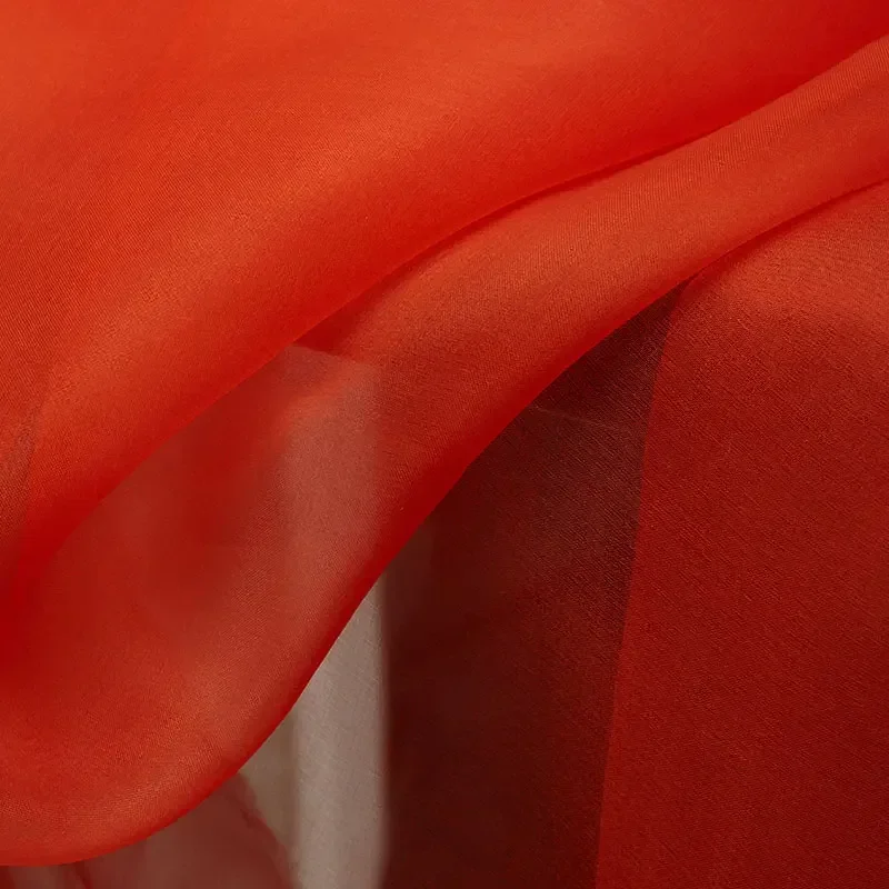 135CM Wide Thin Orange Silk Organza Fabric for Summer Spring Wedding Evening Dress Skirt C025