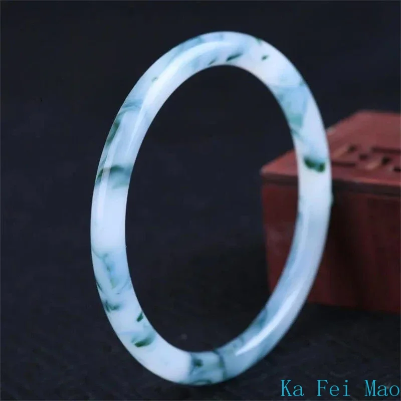 

Natural Colourful Jade with Blue Flowers Bangle Charm Fashion Exquisite Jewelry Best Selling Women Luxury Souvenir Holiday Gift