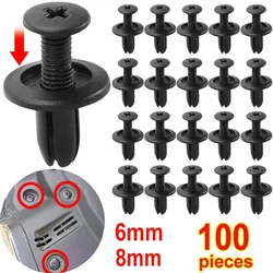 Car Plastic Rivets Fasteners 8mm/6mm Bumper Fender Screws Clips 8mm Hole Auto Push Pin Clip Accessories for Vehicle Repair
