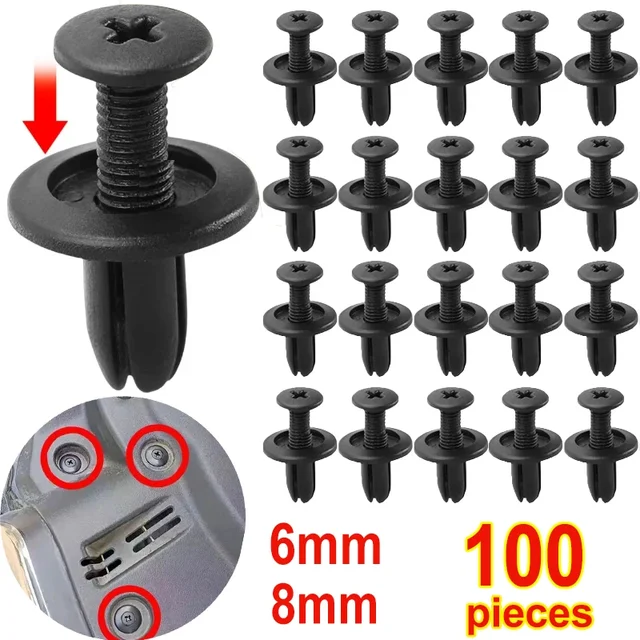 Nity plastikowe samochodowe 8mm/6mm, śruby do zderzaków i błotników, klipsy, akcesoria do naprawy pojazdów z otworem 8mm, zatrzaski wciskane.