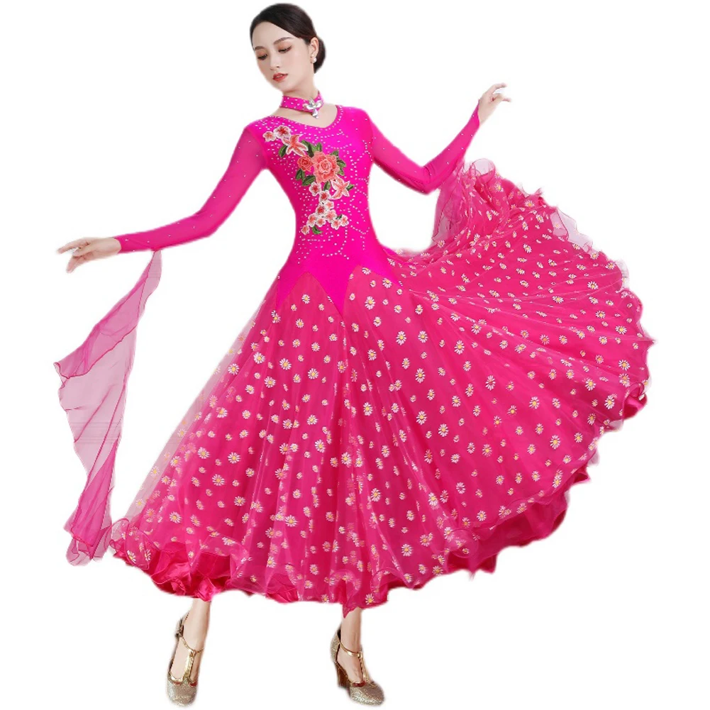 2022 Newest Adult Female Ballroom Dance Dress Waltz Adult Modern Competition Pratice Wear Costumes Tango Rumba Clothing