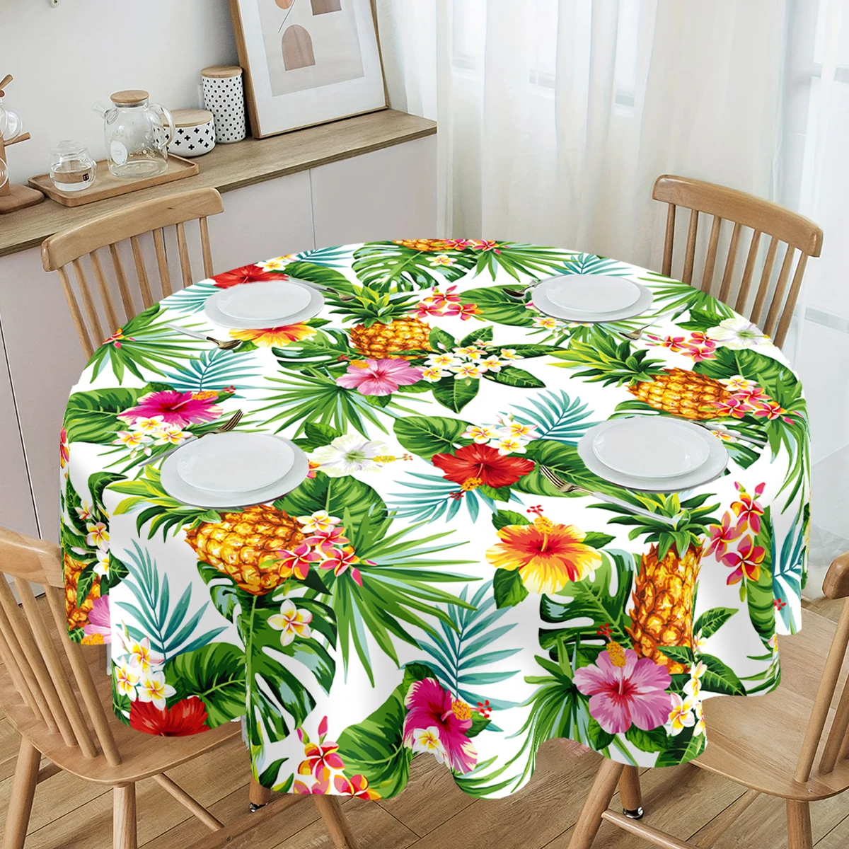Hawaiian Flamingo Hibiscus Flower Table Runner Aloha Summer Tropical leaves Plastic Table Flag Happy Birthday Party Decorations