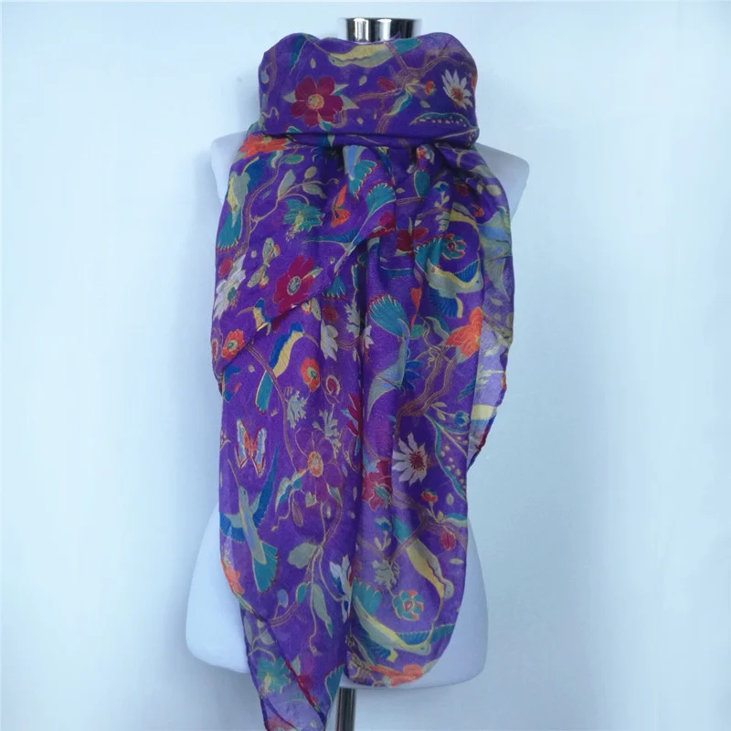 New fashion women scarf bird Print long scarfs For Women Autumn winter Shawl and Scarves flower ladies scarf image 5