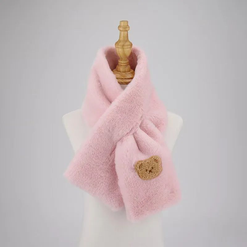 Plush Cross Scarf Faux Rabbit Fur Thickened Soft Scarves Solid Color Autumn Winter Cold Resistant Women Neck Warmer Collar Scarf