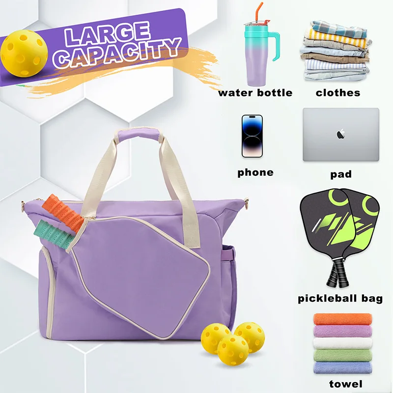 Pickleball Tote Sling Bag for Women/Men/Boy/Girl,Large Capacity,Adjustable Shoulder Strap with Fence Hook Accessories
