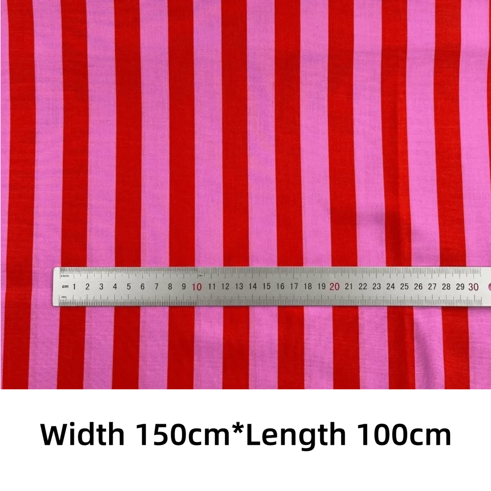 Tela de rayas verticales de 150x100cm, Material de costura de ropa Multicolor de algodón, mantel para vestido, almohada, tela de confección
