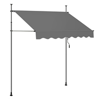 WOLTU Manual Retractable Awning with Crank No Drilling Sun Protection Shade Adjustable Height Canopy for Balcony Patio Garden