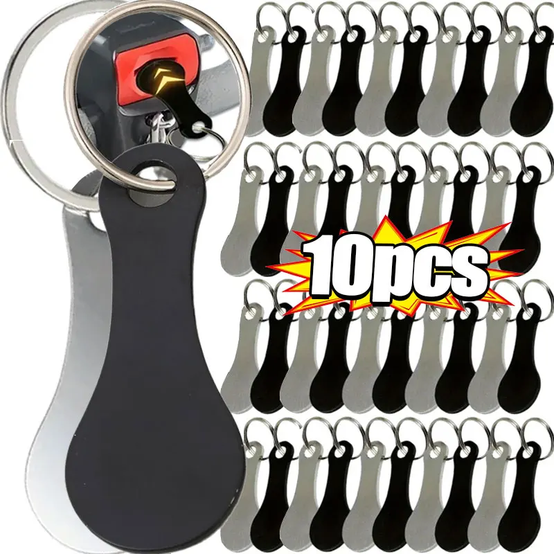 3/10pcs Metal Shopping Cart Tokens Trolley Token Key Ring Decorative Keychain Multipurpose Shopping Portable For Home Outdoor