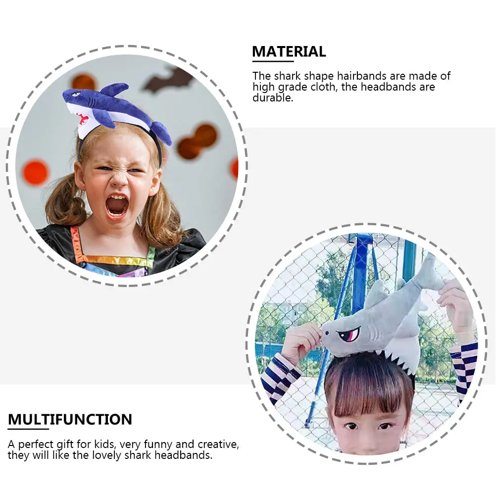 

2 шт., обруч для волос с изображением акулы и динозавра, повязки на голову, аксессуары для детской вечеринки, костюм, реквизит для фотосессии, подарки