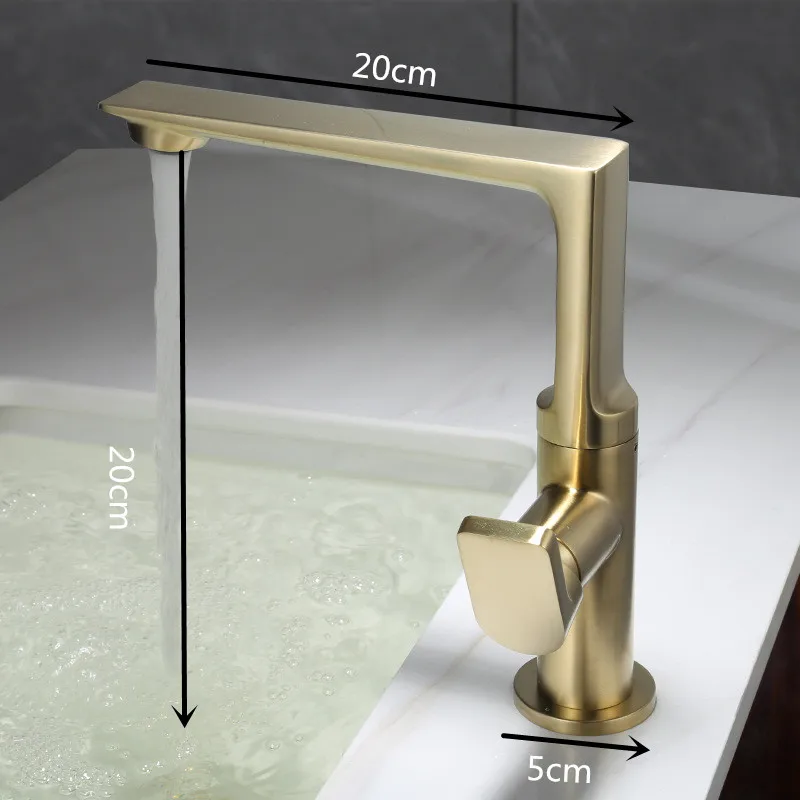 Nieuwe Aankomst Gootsteen Kraan Badkamer Warm En Koud Goud Enkele Hendel Wastafel Water Mixer Tap Badkamer Messing Wit Borstel Goud Mixer