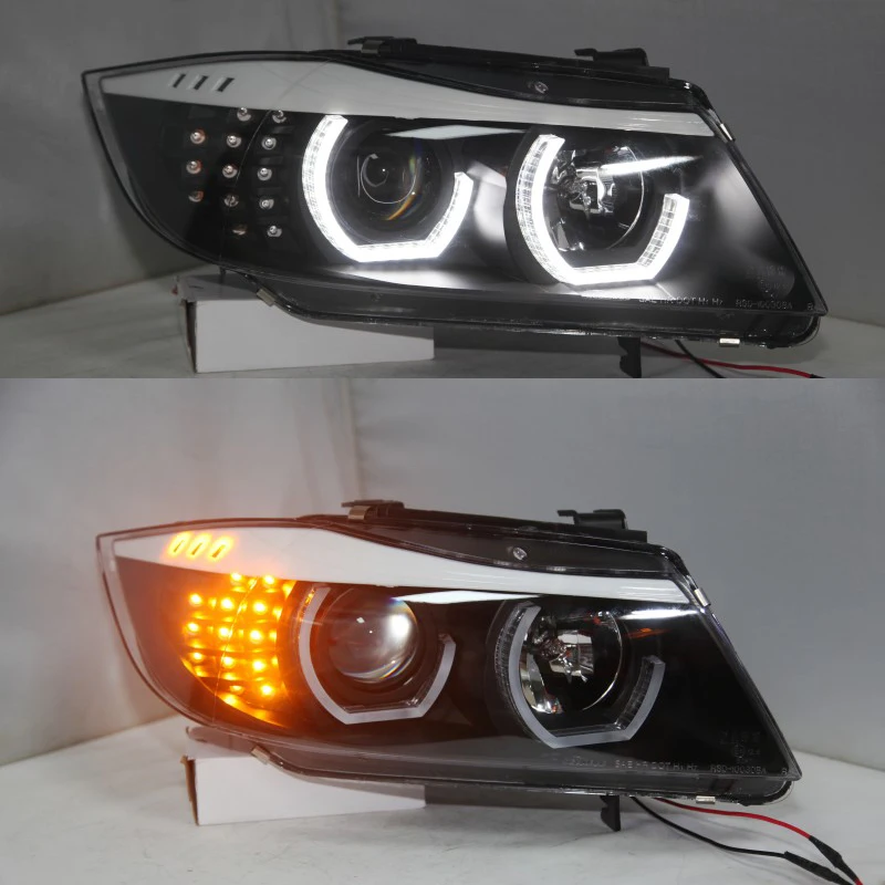 For BMW E90 318i 320i 330i LED Headlights Assembly 2005-2008 Year Head Front Lamp Bi-Xenon Projector Lens