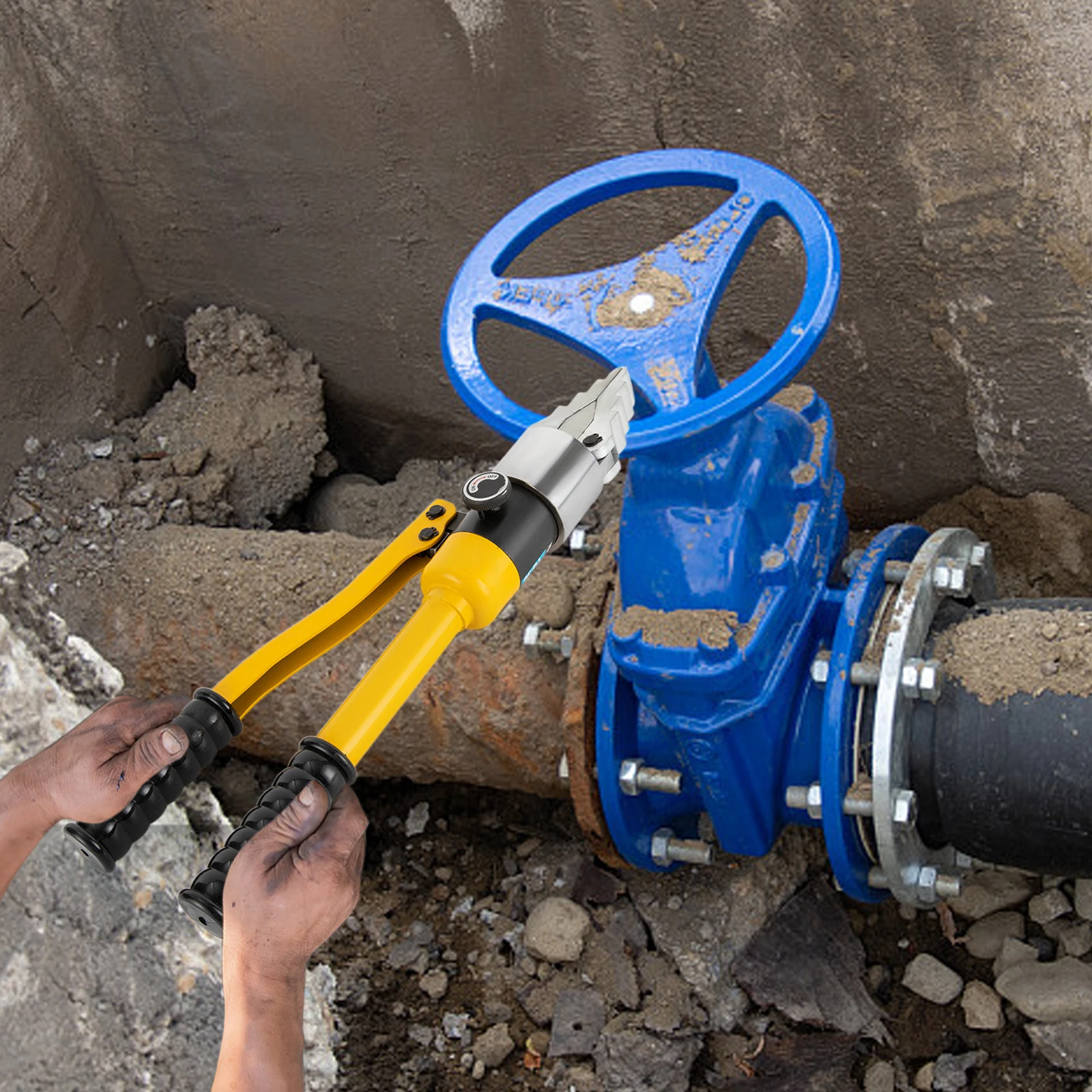 Espalhador hidráulico de flange de liga de aço YQ-30 8T, separador hidráulico integrado manual portátil, amarelo