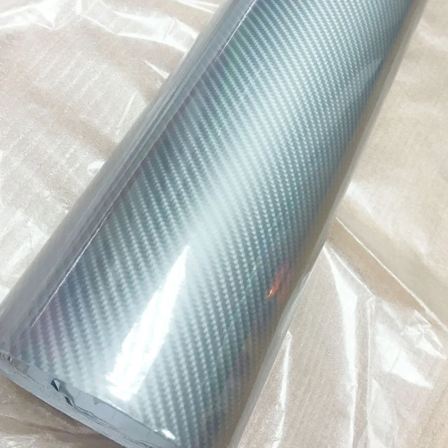 Super Quality 6D Carbon Silver texture Glossy Silver Carbon Sticker with Size: 10/20/30/40/50/60x152CM/LOT