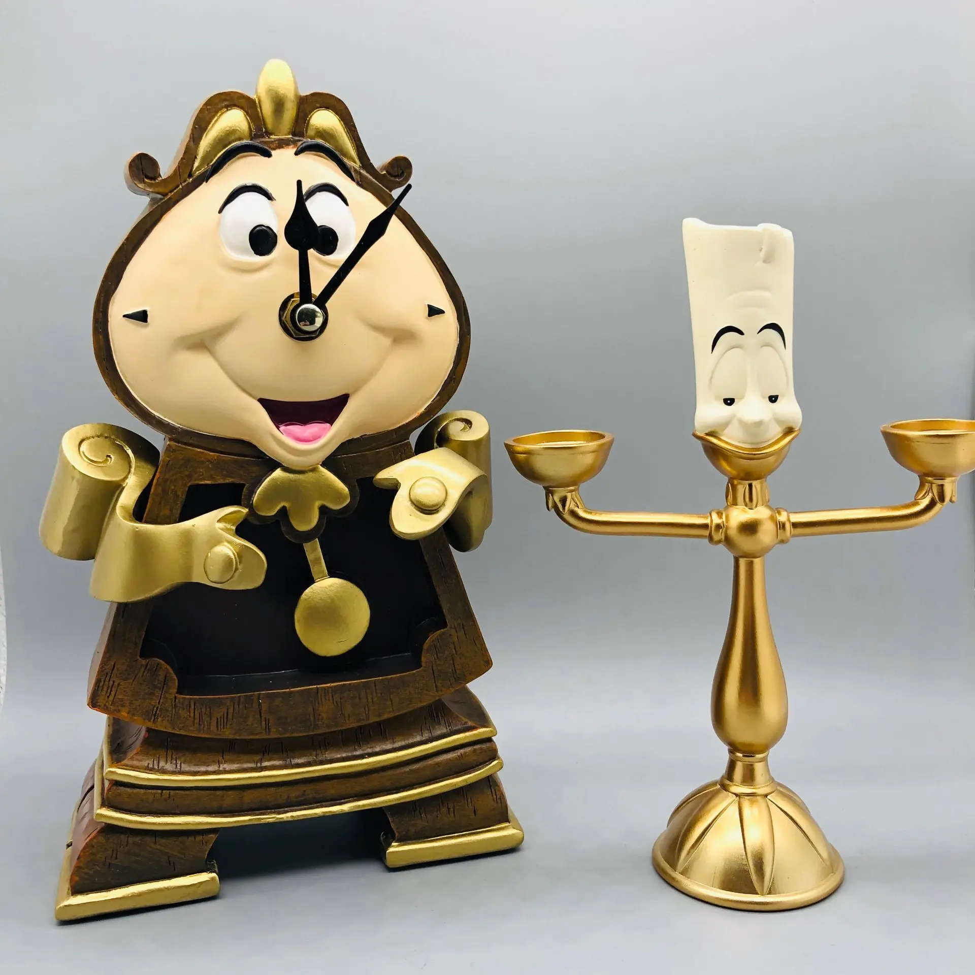 Anime Figure Beauty And The Beast Lumiere Night Light Candlestick Cogsworth Clock Desktop Decoratio Toys Gift