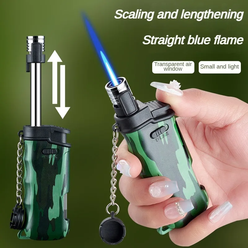 

New Outdoor Retractable Lever Ignition Gun Turbo Fire Jet Lighter Windproof Kitchen Camping Barbecue Cigar Butane Gas Lighter