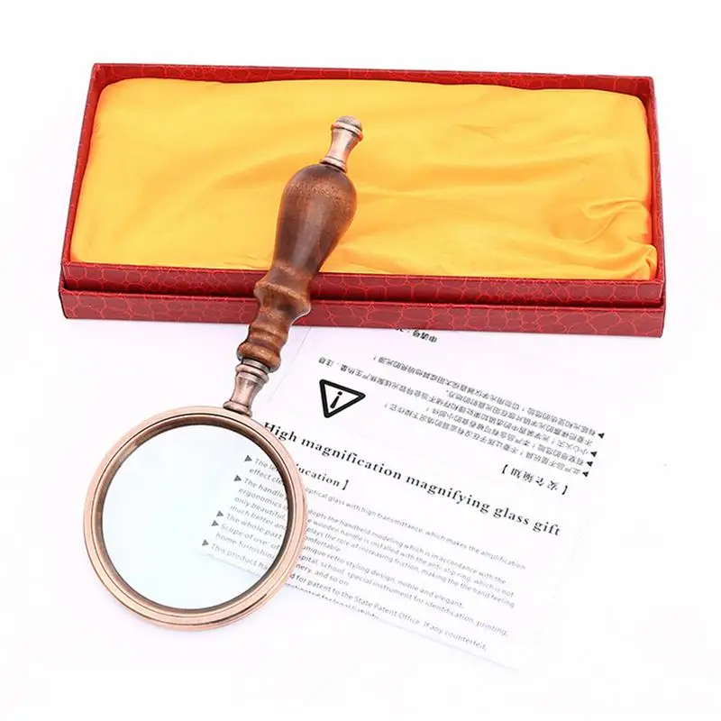 Magnifying Glass For Reading 10X Retro Magnifier Sandalwood Handheld Magnifying Glass With Large Glass Lens Magnifying Glasses