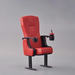 Miniature Cinema Chair, Dollhouse, Soldier Model Scene, Tabletop Decoration, Micromodel, Red, Black, 1:12