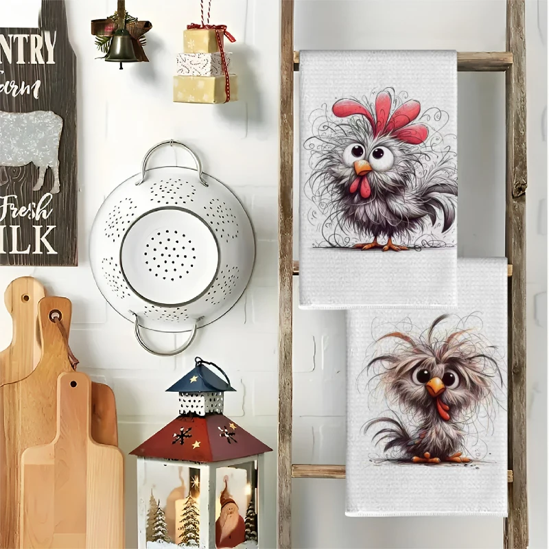 2枚セット、かわいいカーリーチキンキッチンタオル、40cm* - Kitchen Baking Cloth のレビューと価格