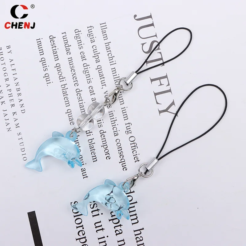 Cute Dolphin Phone Lanyard Y2K Style Simple Ocean Animal Mobile Phone Chain Cell Phone Charm Keycord Accessories