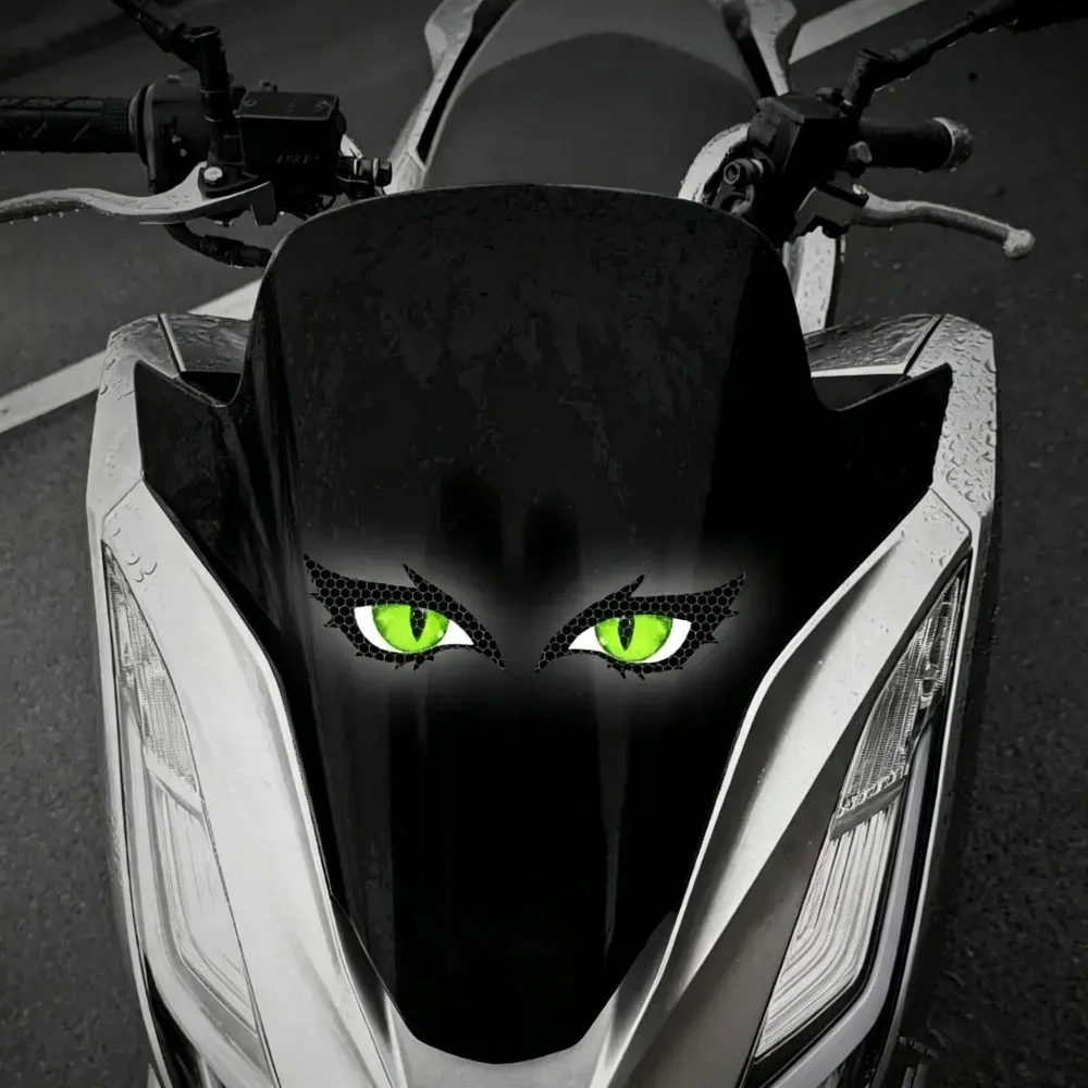 Universal Reflective Evil Eye Sticker Realistic Waterproof Motorcycle Warning Stickers 2D Plane Double Pupils Cool Car Stickers
