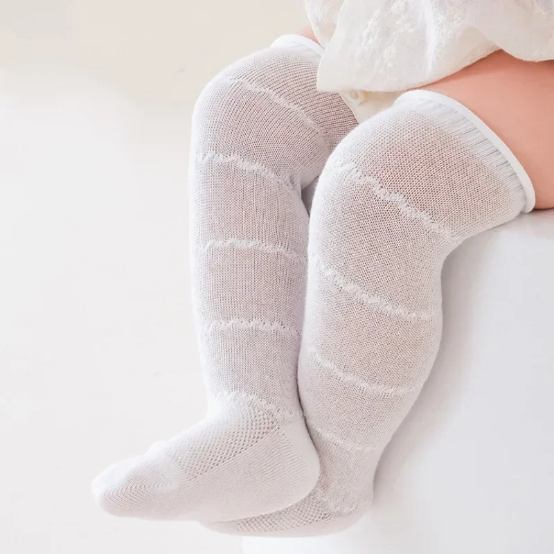 vvocci Long Socks 0-5YBaby Mesh Cotton Princess Breathable Summer Hollow Out Knee High Spanish Style Thin Non-slip Newborn Socks