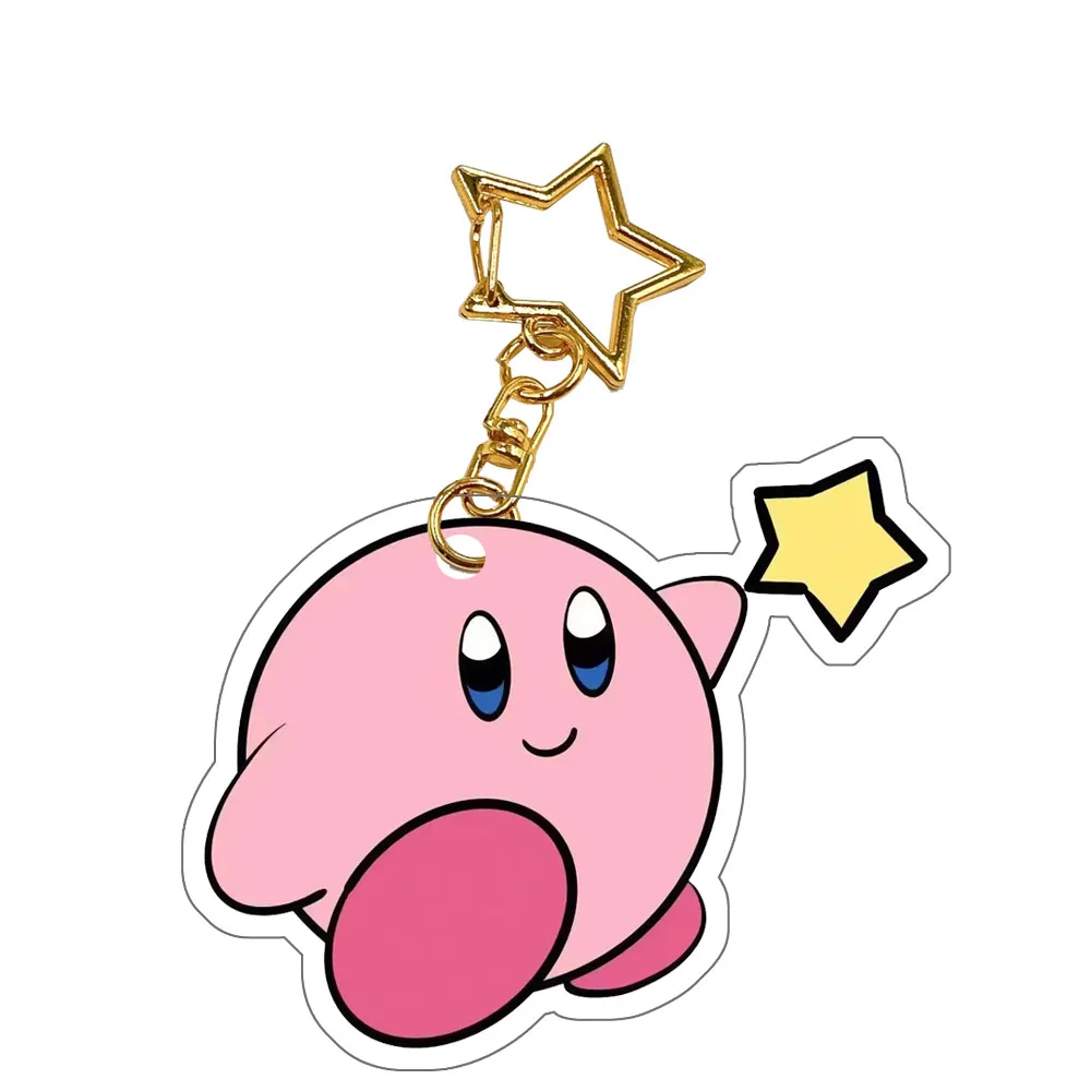 Anime Figure Kawaii Kirby Self Made Acrylic Card Style Keychain Classics Star Chain Backpack Bag Mobile Pendant Toys Gift 5cm