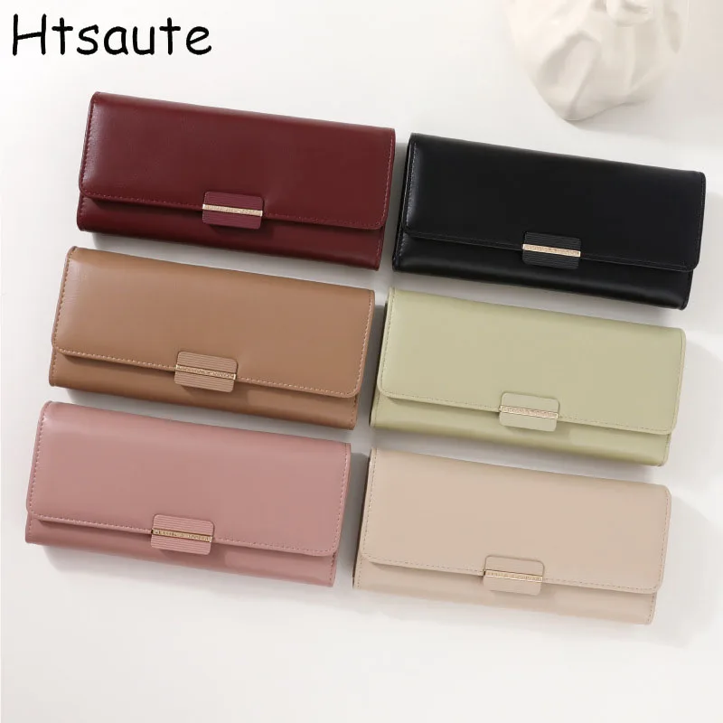

Vintage Elegant Multi Card Slot Long Women's Wallets PU Leather Cute Versatile Double Fold-over Hasp Credit Card Purse cartera