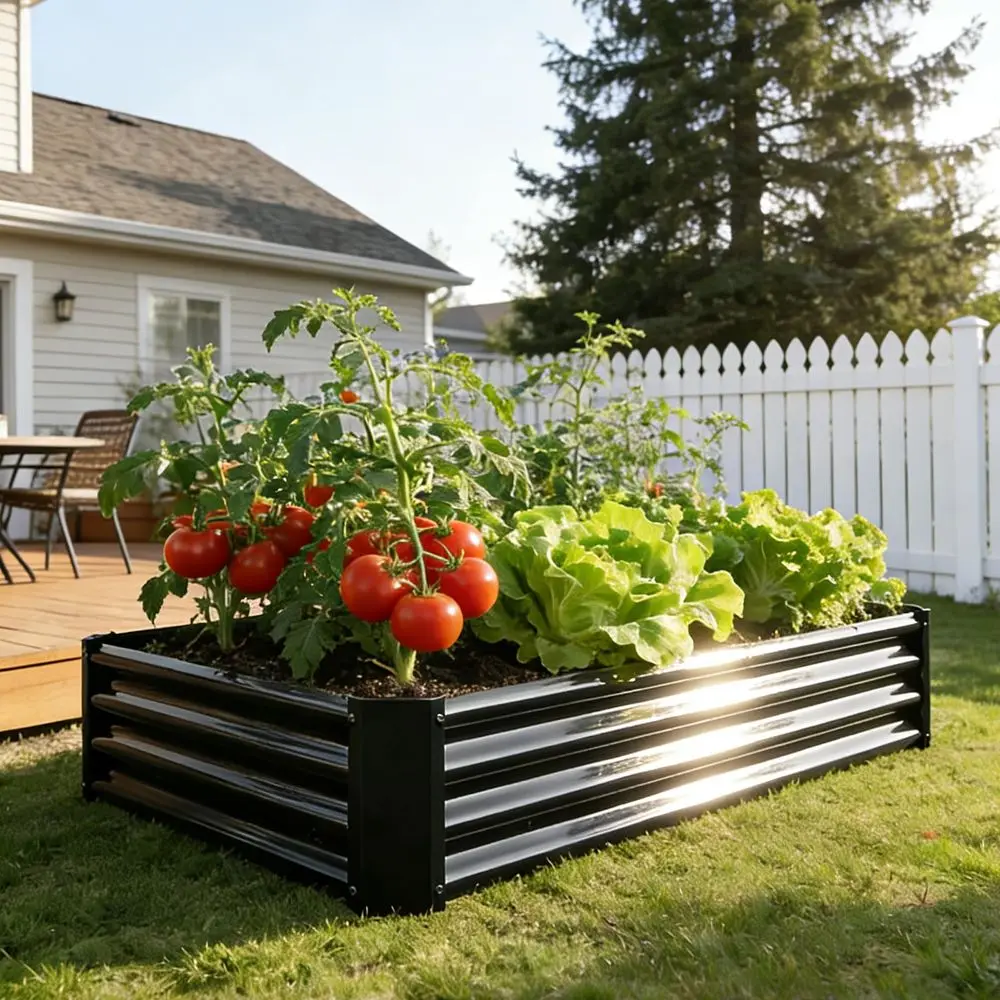 

Оцинкованный комплект для приподнятой грядки, 4 x 2 x 1 фут, из оцинкованной стали, для выращивания овощей на открытом воздухе, с открытым основанием