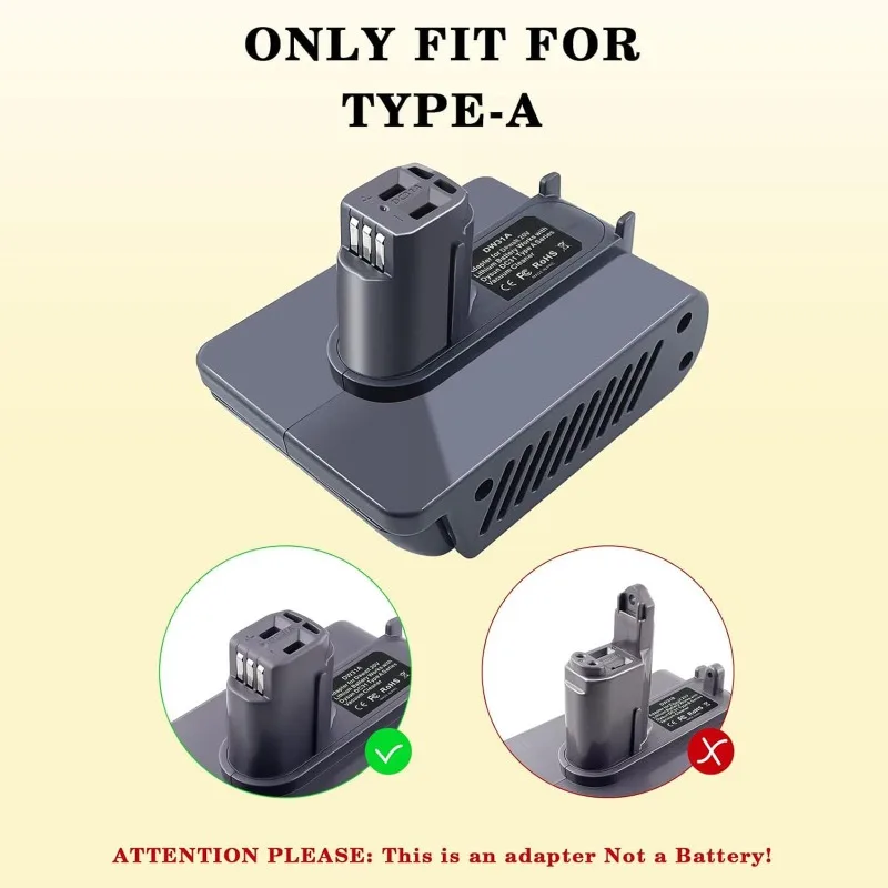 For Makita/Bosch/DeWalt/Milwaukee 18V/20V Batteries for Dyson Type A Vacuum Cleaners MT31A BOS31A DW31A MIL31A Battery Adapter
