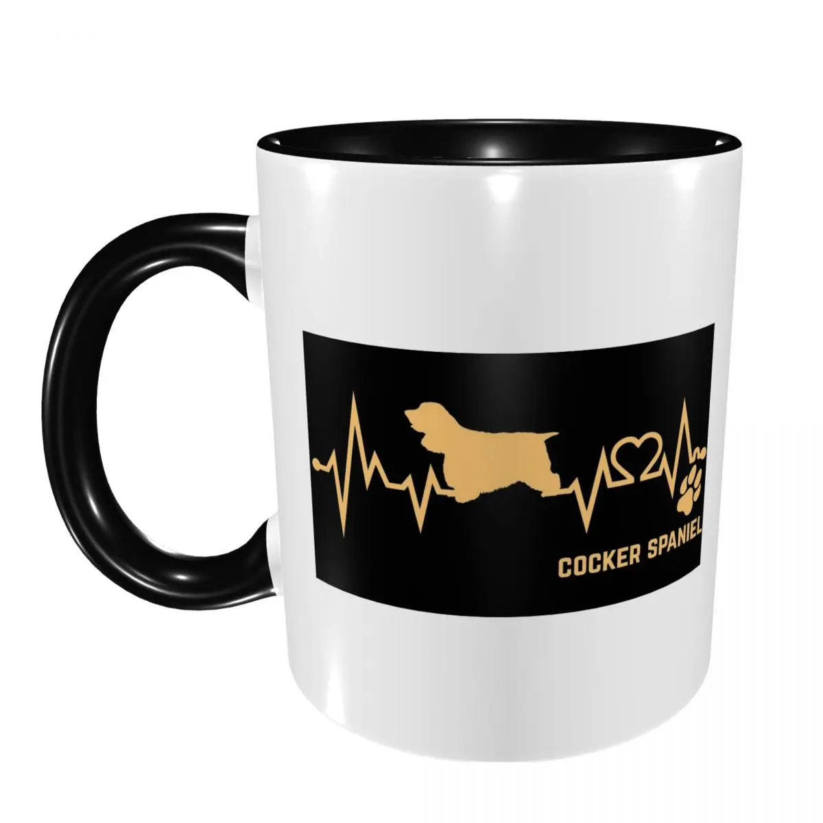 Cocker Spaniel Dog Lover Heartbeat ECG Pulse Pet Breed Paw Mug Ceramic Coffee Cups Tea Mugs Milk Cup Drinkware Gifts for Friends