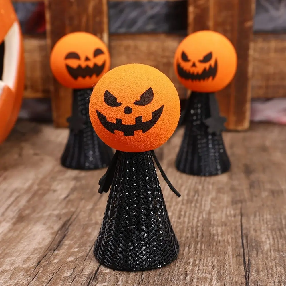 Cabeça de abóbora halloween pulando boneca eva bouncy halloween saltando elfo boneca de plástico preto primavera saltando pulando brinquedos de abóbora