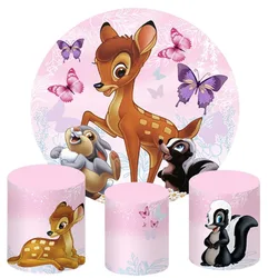 Bambi Round Backdrop And 3 Cylinder Covers Background For Photography Baby Shower Birthday Party Decoration Props Plinth Cover