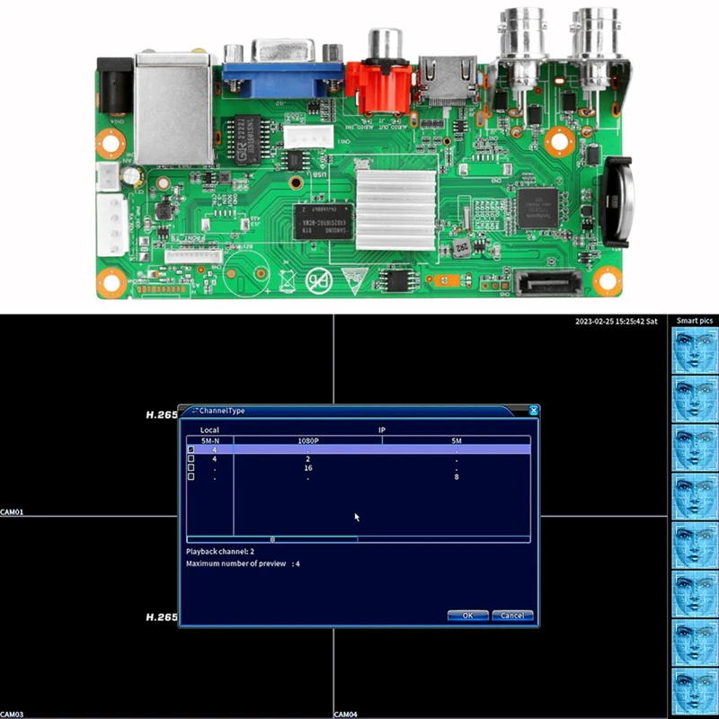 H.265X 4CH 1080P IP DVR Board XMEYE NVR 4 Channels 6 IN 1 AHD TVI CVI Hybrid DVR Recorder Board For CCTV System