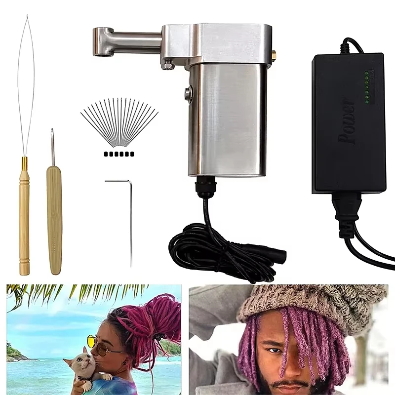 Dreadlocks Hair Making Machine EU Plug Portable Automatic Dreadlock with 6 Head Dreadlock Crochet Braiding Making Machine