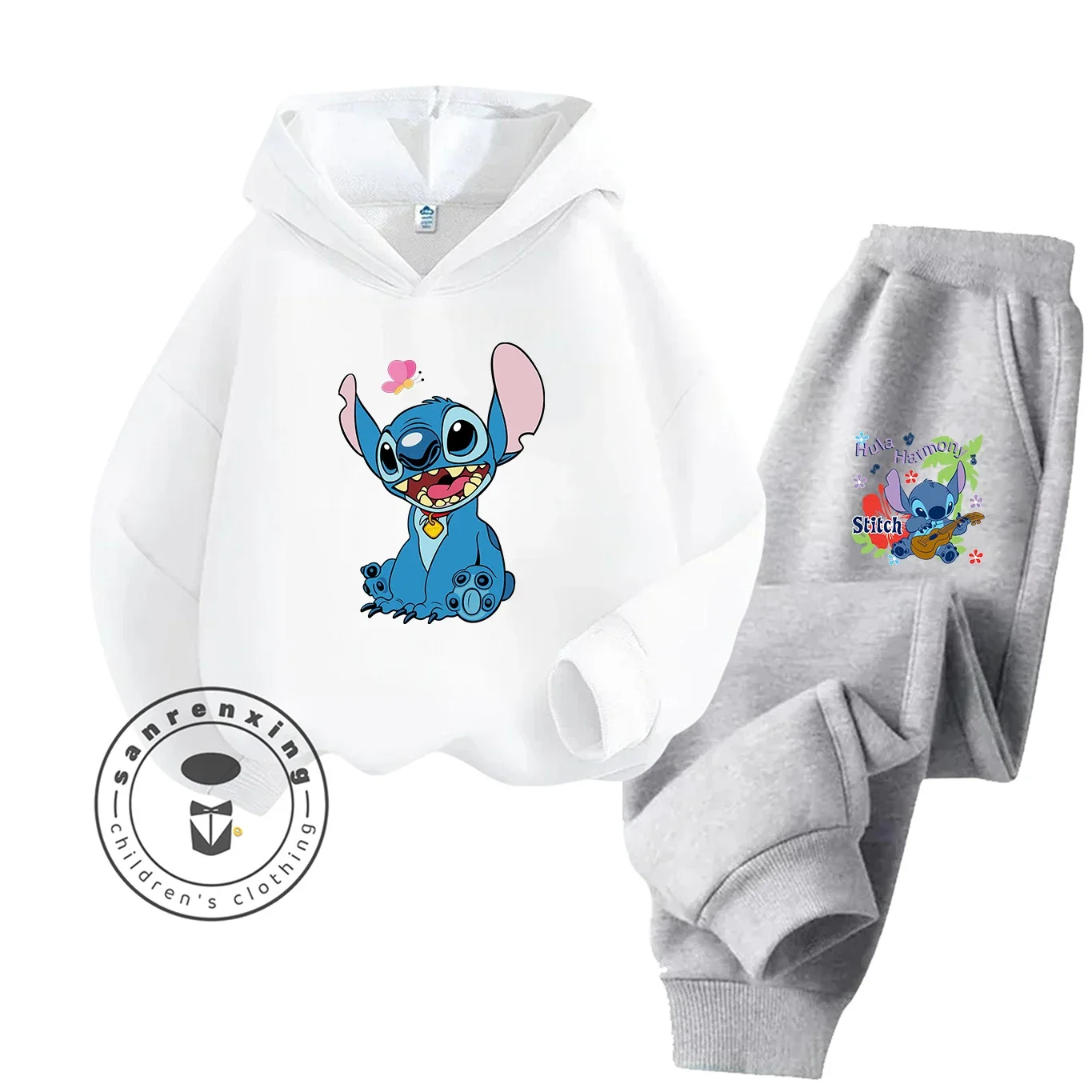 رائجة البيع غرزة 2D الكرتون مطبوعة هوديي مجموعة 2025 موضة جديدة عادية الخريف الشتاء الزي للبنين بنات الأطفال المراهقين #5