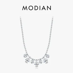 MODIAN Sparkling Pear Zirconia Necklace 925 Sterling Silver Fashion Beads Link Chain Pendant Necklace For Women Fine Jewelry