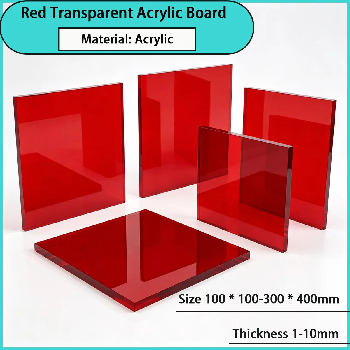 1-10mm thick red transparent acrylic board for lighting decoration, signage production, etc