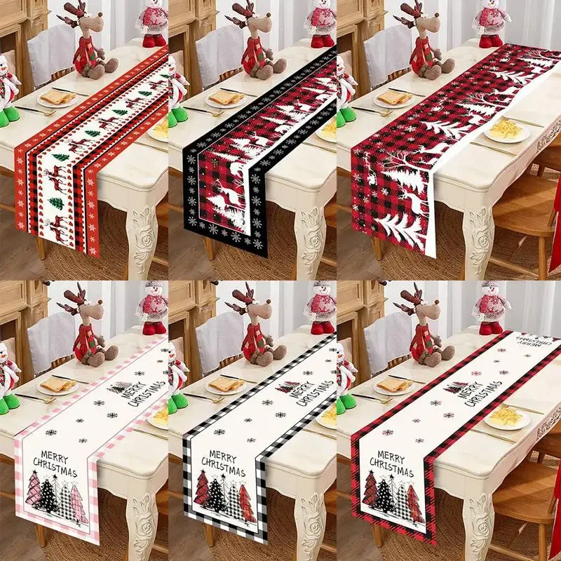 Weihnachten Tischläufer Frohe Weihnachten Dekorationen für Zuhause 2025, Weihnachten Tisch Flagge Abdeckung Navidad Noel Geschenk Neujahr Tischdecke