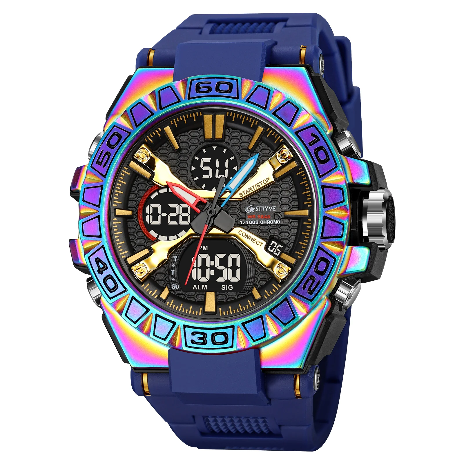 

Hot sale STRYVE 8026 Men's Fashion Sports Watch Digital Dual Time Watch Men's LED Time Student waterproof Watch Relojes