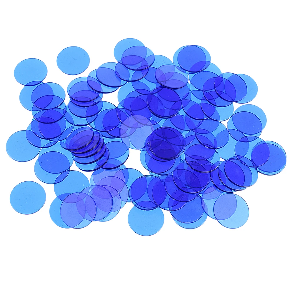 100pcs 19*1.5mm Bingo Game Accessories Chip Transparent Color Counter Plastic Markers Bingo Supplies Counter for Math Game Token