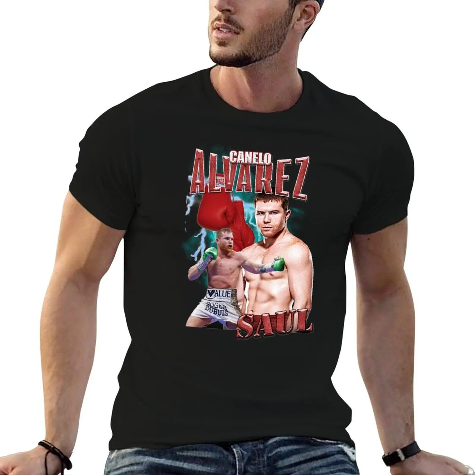

Canelo Alvarez VINTAGE T-Shirt black cotton t-shirt plain for man package anime tshirt T-Shirt