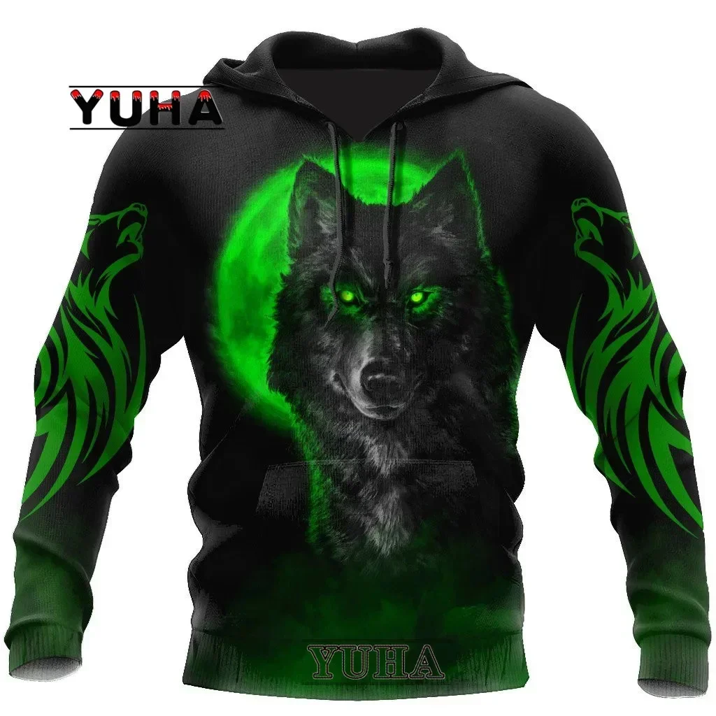 Native Wolf 3D All Over Printed Fashion Hoodies Mens Hooded Sweatshirt Unisex Pullover Casual Jacket Tracksuit