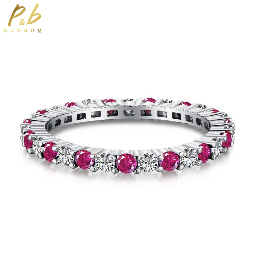 

PuBang for Women Gift Pink/Blue/Green Created Moissanite Fine Jewelry Real 925 Sterling Silver Sparkling Cocktail Ring Wholesale