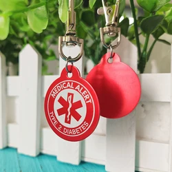 Stylish Red Medical Alert Round Metal Keychain - Durable Emergency Identifier for Bags, Car Keys, and Decorations