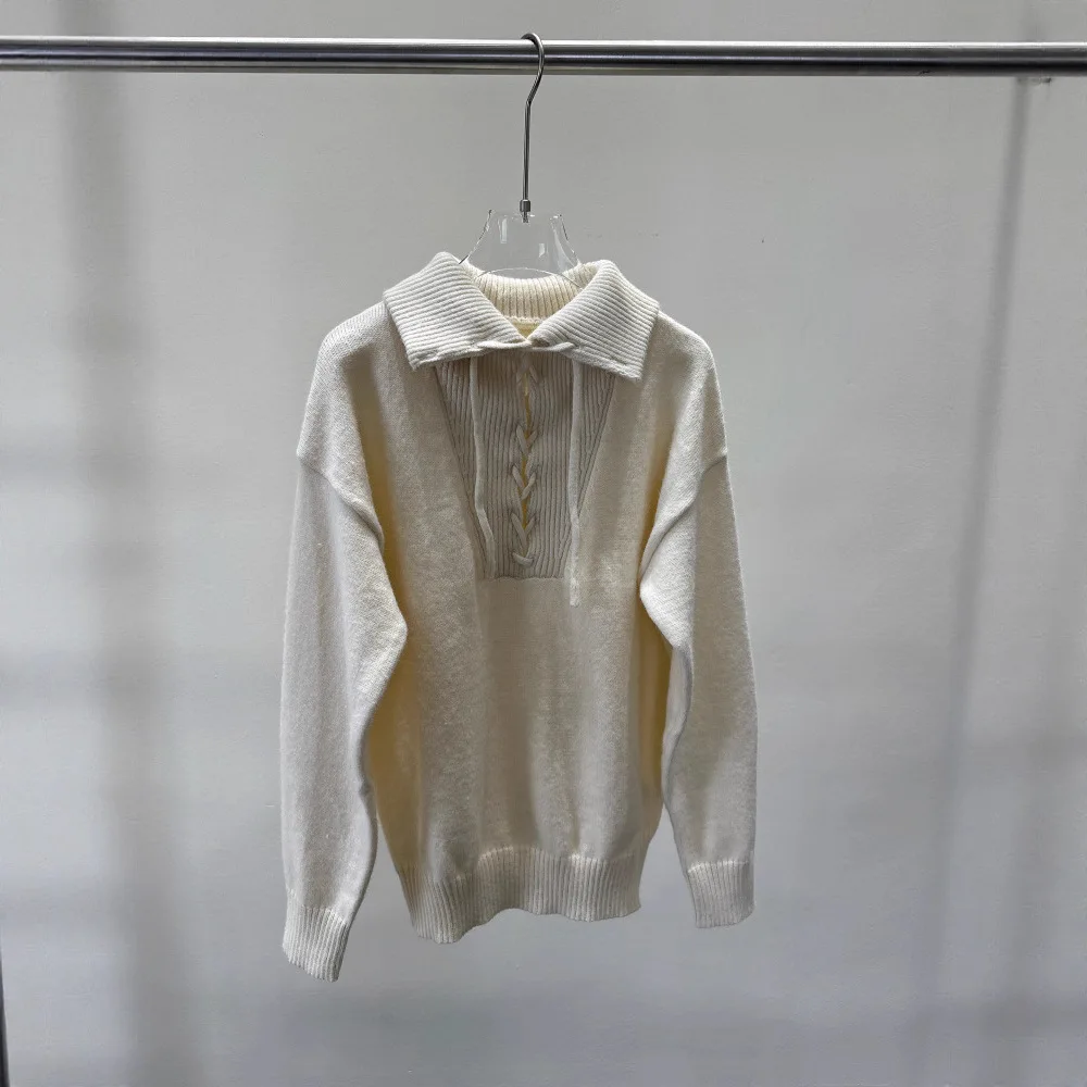 2025 New Korean Style Wool Blend Sweater Women Casual Lazy Knit Pullover Autumn Winter Fashion