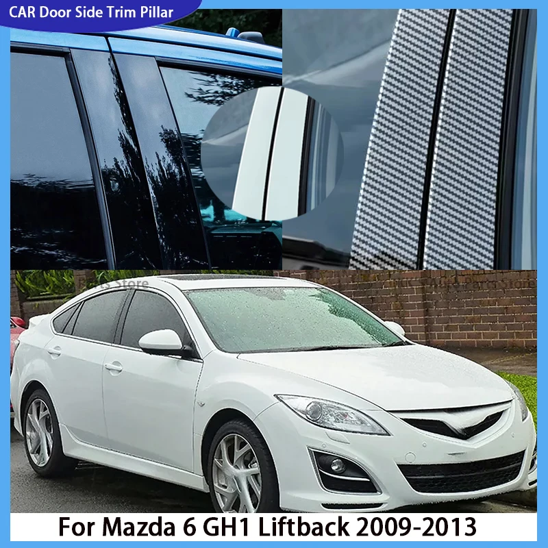 

8Pcs Glossy Black Pillar Posts Fit For Mazda 6 GH1 Liftback 2009 2010 2011 2012 2013 Window Trim Door Side Cover Accessories