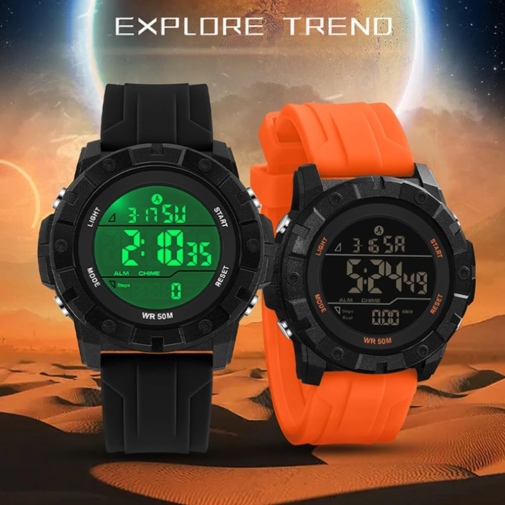 

SANDA 2193 Brand Sports Watch Pedometer Fashionable Electronic Multifunctional Alarm Clock Timing Electronic Watches for Man